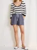 Women's Shorts 2023 Summer Cotton And Linen Loose Lace-up Rat Grey Wheat Straw Women Top Quality