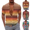 Chemises décontractées pour hommes Mode et loisirs pour hommes Impression numérique 3D Bouton Revers Chemise à manches courtes Tops 90s T pour hommes