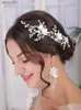 Silver Tiara Hairpin Copricapo da sposa Fiore Set di gioielli per capelli Prom Party Decorazione per capelli Eleganti accessori per capelli da sposa da donna L230704