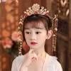 Haarspangen Vintage Krone mit Quaste für Mädchen Frauen alte chinesische Hanfu goldene Farbe Pins Kopfschmuck