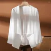 Costumes pour femmes 2023 femmes été Blazer en mousseline de soie crème solaire Cardigan court châle climatisation chemise avec jarretelle veste