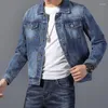 Giacche da uomo Spring Autumn Denim Casual Giacca Casualmente Uomini di alta qualità Bassola semplice in colore solido