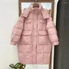 Trench-Coats Femme Longue Veste Rembourrée En Coton 2023 Version Coréenne La Couleur Unie En Vrac Manteau D'hiver Dame Plus La Taille Outcoat Sans