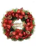 Coroas de Natal de flores decorativas para porta da frente 12 polegadas ao ar livre decoração de guirlanda interna com pinhas