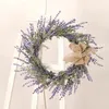 Decorative Flowers 20'' Lavender Wreath Flower Greenery Garland Front Door Hanging Wall Decor