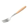 Dinnerware Sets Stainless Steel Western Steak Cutlery Fork Knife Spoon With Wooden Handle Fruit