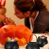 Teller Halloween Hexe Schwarzes Glas Plastikkörbe Feuereimer Topf Laterne Süßigkeiten Kinder Hand-Requisiten