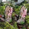 Gartendekorationen, Miniatur-Türstatue, Dekor, Kunstharz, Fee, die an die Außendekoration klopft, hängende Ornamentdekoration 230717