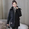 Trenchcoats voor dames 2023 Style Medium Long Down Cotton-Padded Jacket Girl Koreaanse versie Be All-Match Winter Thicken Warm houden Studentenjas