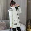 Trenchcoats voor dames 2023 Style Medium Long Down Cotton-Padded Jacket Girl Koreaanse versie Be All-Match Winter Thicken Warm houden Studentenjas