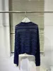 Women's Knits Hollow Out Navy Blue Women's gebreide cardigan single-breasted sweaters