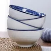 Dinnerware Sets Ceramic Soup Bowls Tableware Set Retro Blue And White Porcelain Rice Bowl Chopsticks Gifts Box