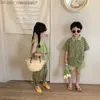 Ensembles de vêtements Milancel 2023 été nouveau ensemble pour enfants chemise à fleurs deux pièces ensemble filles haut garçons vêtements Z230717