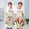 Cotton Linen Flower Lotus Pattern Apron for Home Decorative Kitchen Restaurant Cooking Bib Aprons Delantal Cocina Restaurante L230620