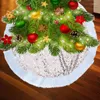 Christmas Decorations 38inch Tree Skirt Round Sequins Bottom Knit Mat For Holiday Party Birthday Thanksgiving Colorful