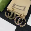 Fashion letters color diamond Dangle Chandelier earrings women's 14K gold retro luxury designer earrings for women party Equipment Memorial Day Gift Jewelry