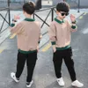 Clothing Sets 2023 Spring and Autumn Long sleeved Boys' Athletic Wear Casual Letter Children's Clothing Sweater+Trousseau 2PCS Set Children's Set 3-14 Years Z230717