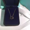 Original nouveau 18k or rose x fermoir anneau collier s925 argent double pendentif clavicule chaîne Qixi amoureux cadeau