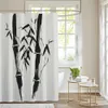 Shower Curtains Green Bamboo Landscape Shower Curtain Bathroom Accessories Panda Art Painting Bathroom Curtain Waterproof Hook Home Decor