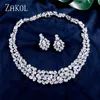 Wedding Jewelry Sets ZAKOL Brand Luxury White Dubai Nigeria Set for Women AAA CZ Zirconia Earrings Necklace Bridal Dress SP2002 230717