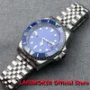 Zegarek Larimoker 40 mm Blue Men Zegarwatch Użyj PT5000 NH35 Miyota 8215 Ruch szczotkowany ramka wkładka jubileuszowa Bransoletka jubileuszowa