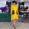 Robes décontractées femmes blanc jaune robe à manches longues vêtements féminins mode printemps été dames ample Midi