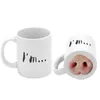 Tasses mignon cochon nez tasse grande capacité dessin animé café grande tasse micro-ondes chauffage verres avec cuillère accessoires de cuisine Decorati