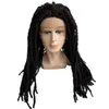 22 pollici Capelli sintetici lunghi # 1b Dreadlocks neri 13x3.5 Parrucche frontali in pizzo per donna nera