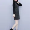 Casual Dresses Women's Knitted Sweater Dress 2023 Autumn Half High Neck Loose Solid Mini Female French Bottom Tank Top