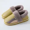 Women Men Couple Cotton Slippers Winter Non-slip Home Indoor Plus Velvet Warm Waterproof PU Leather Slippers L230704