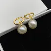 Designer Pearly Earrings Chic Charm Gold Earrings Women Simple Trendy Eardrops Party Headdress Jewelry With Box Package