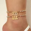 Anklets kvinnor män 111 till 999 nummer rostfritt stål ankel guld silver färg kristall tenniskedja ankel armband mode hip hop smycken