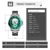 Andra klockor Skmei Men's Quartz Skull Watch Men rostfritt stål skelett kreativa klockor manlig klocka vattentät armbandsur relogio masculino 230716