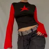 T-shirt femme Y2K évasé à manches longues Pentagram Tee et Y2K Gothique Harajuku Streetwear Femme Esthétique Chic Tissu EMO 230717