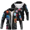 Moletom Masculino Fashion Moletom Masculino Top Gun 3D Estampa Completa Outono Zip Unissex Harajuku Casaco Moletom Casual Street