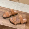 Designer Summer New Classic Slippers Versatile Genuine Leather Casual Womens Brand Thick Sole Beach Shoes Sandals Ankle Wraparound Evening shoes factory footwear