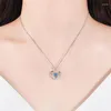 Anhänger Halsketten Liebe Herz Blau Zirkon Halskette Mit Rose Geschenk Box Für Freundin 2023 Mode Luxus Schmuck Drop Großhandel