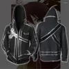 Herrtröjor anime svärd konst online hoodie män och kvinnor blixtlås Asuna 3d tryck huvjacka för pojkar harajuku streetwear cosplay