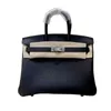 Bola de couro Platinum Luxurys Bolsa Top Top 2024 Linha de cera da fivela de primavera Togo Calfskin Lichchee Grãe Manual feminino