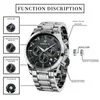 Autres montres Montre-bracelet élégante Mouvement à quartz Montres étanches en acier inoxydable avec date Chronographe Horloge Relogio 230716