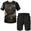 Мужские спортивные костюмы летняя футболка с коротким рукавом винтаж 3D цифровой печать молодежная мода повседневная свободная спортивная одежда с двумя частями