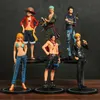 Anime manga 6 st/set one stiece luffy nami ess sanji zoro lagkollektion figur pvc modell figurer l230717