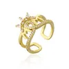 Zircon couronne 18k or cuivre bague bijoux maman réglable ouvert large anneau femmes fête des mères cadeaux 2023 accessoires