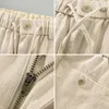 Calças masculinas primavera 2023 retas masculinas de linho de algodão casual cintura elástica roupas de marca