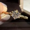 Klusterringar 18K AU750 Gula guldkvinnor Ring Moissanite Diamonds 1 2 3 4 5 Round Cane Vine Wedding Party Engagement Anniversary