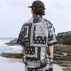 Mannen T-shirts Paisley Bedrukte Shirts Mannen Zomer Mode Oversized Losse Button Up Blouse Harajuku Streetwear Hip Hop Y2K Shirts man 230715