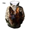 Męskie z kapturem 2023 Fashion Funny Dog 3D Printed Hoodie Hoodie Shepherd Sport dla mężczyzn i kobiet