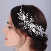 Mody srebrny liść ślubna opaska na głowę ręcznie robione akcesoria do włosów ślubnych dla kobiet nakładki na imprezę Tiars Party Tiaras L230704
