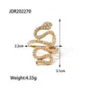 Chunky Snake Shape Curve Stylish White Diamond 18K Gold Plated Stainless Steel Opening Rings