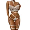 Bras Sets Erotic Bra Thongs Garters Set Plus Size Women Lingerie Sex Underwear Porn Costumes Transparent Lace Baby Doll L2